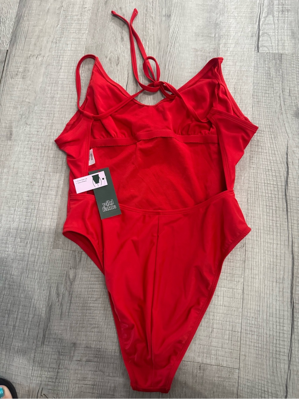 wild fable Bright Red V‑Neck One‑Piece Swimsuit - Picture 5 of 5